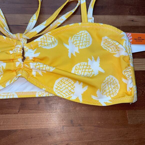 AQUA x Studio 189 Triangle pineapple Print Bikini Top yellow/white medium $68 - Picture 4 of 8